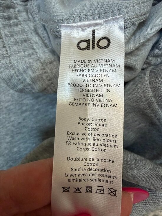 Gray Jogger Sweatpants Women Size L Athletic Lounge Minimal Logo - Picture 7 of 8